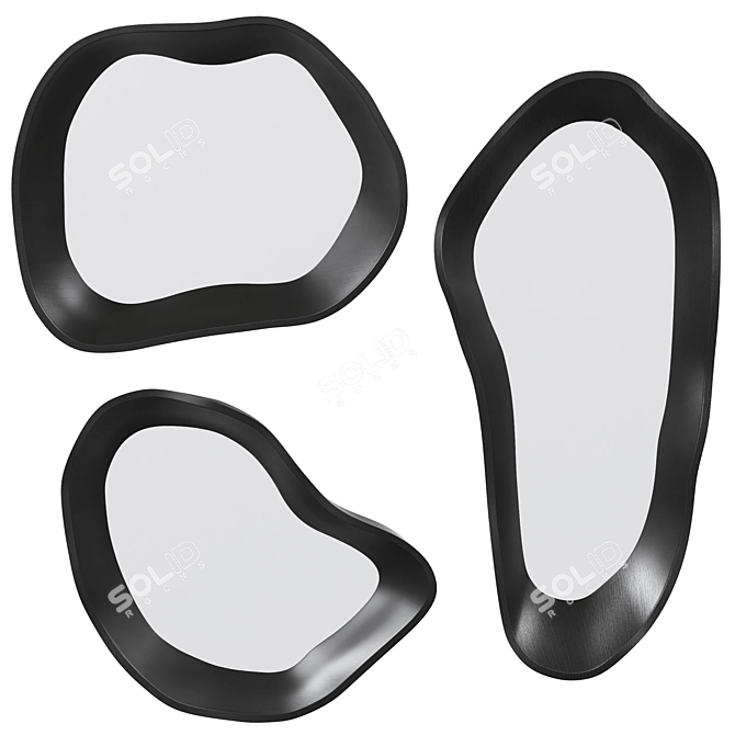 Modern Geometric Wall Mirror Trio 3D model image 2