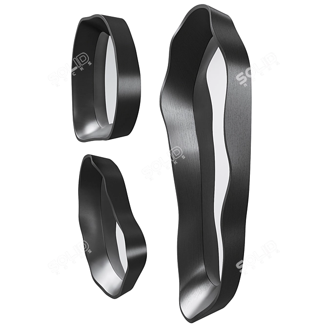 Modern Geometric Wall Mirror Trio 3D model image 3