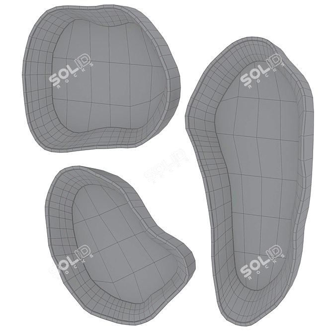 Modern Geometric Wall Mirror Trio 3D model image 4