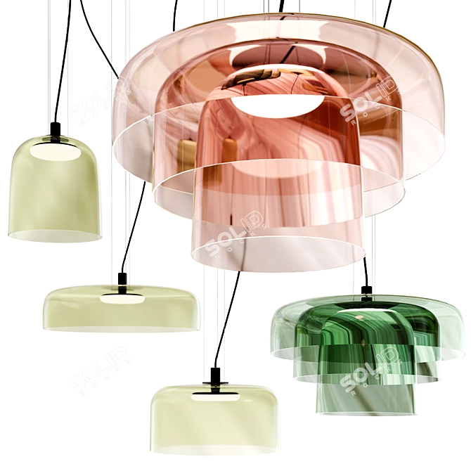 LED Glass Pendant Lamp Levels 3D model image 1