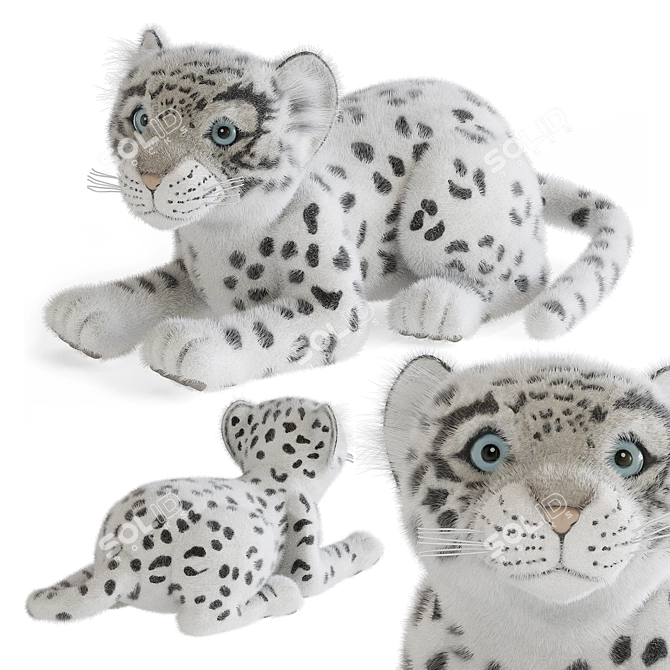 Snow Leopard Plush Toy 3D model image 1