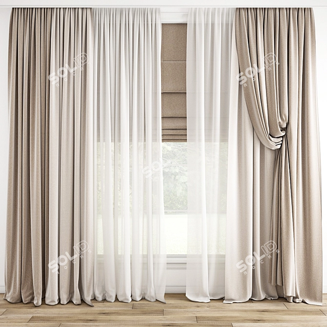 Polygonal Curtain Model Set 3D model image 1