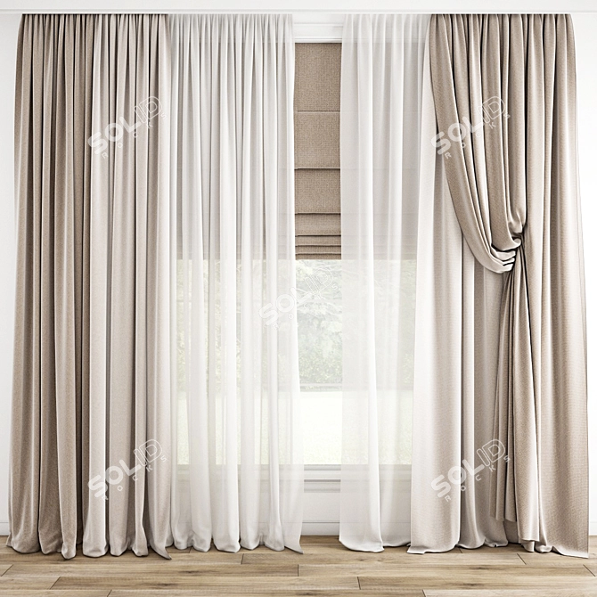 Polygonal Curtain Model Set 3D model image 4