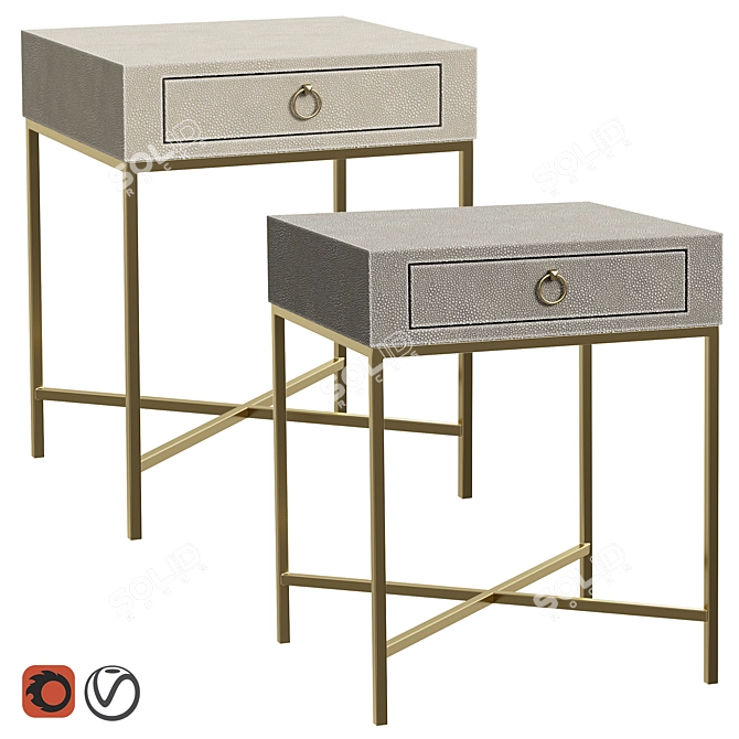 Luxury Skata Leather Bedside Tables 3D model image 1