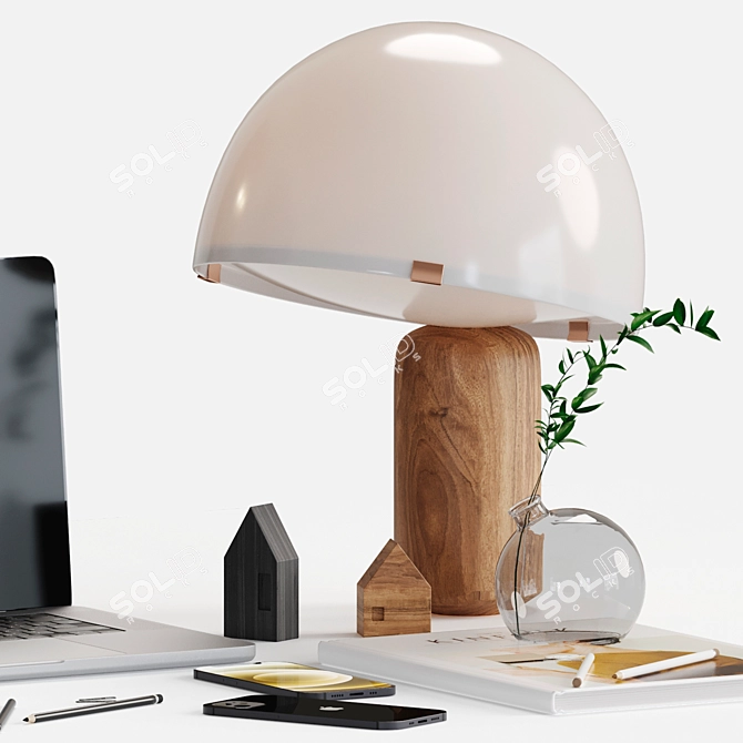 Workspace Decor Set: Apple, Kinfolk, Lamp 3D model image 3