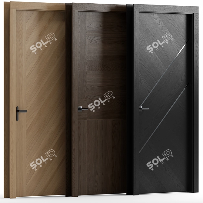 Wood and Metal Interior Doors 3D model image 1