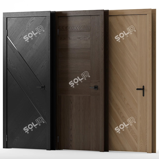 Wood and Metal Interior Doors 3D model image 2