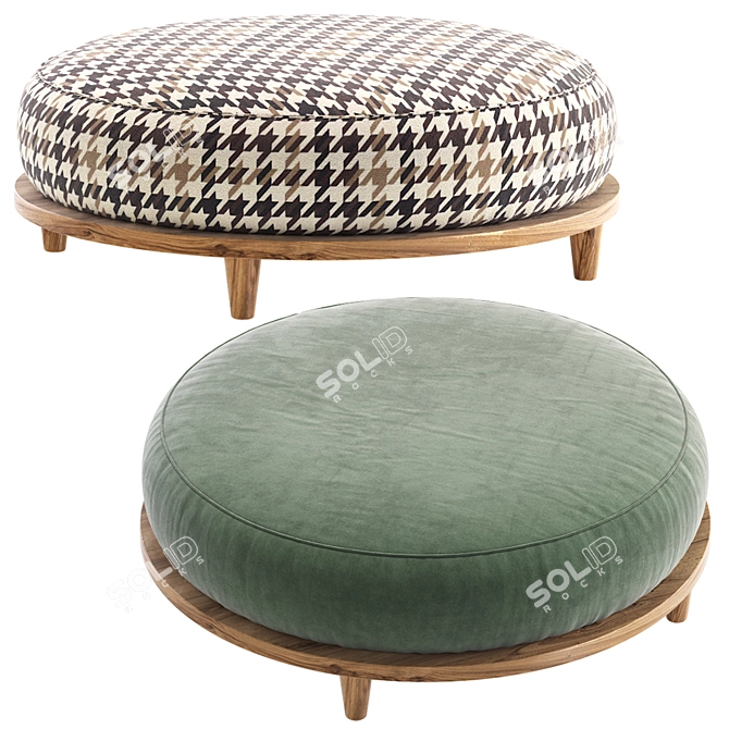 Milk White Scandi Pouffe 4 3D model image 2