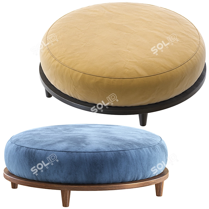 Milk White Scandi Pouffe 4 3D model image 3