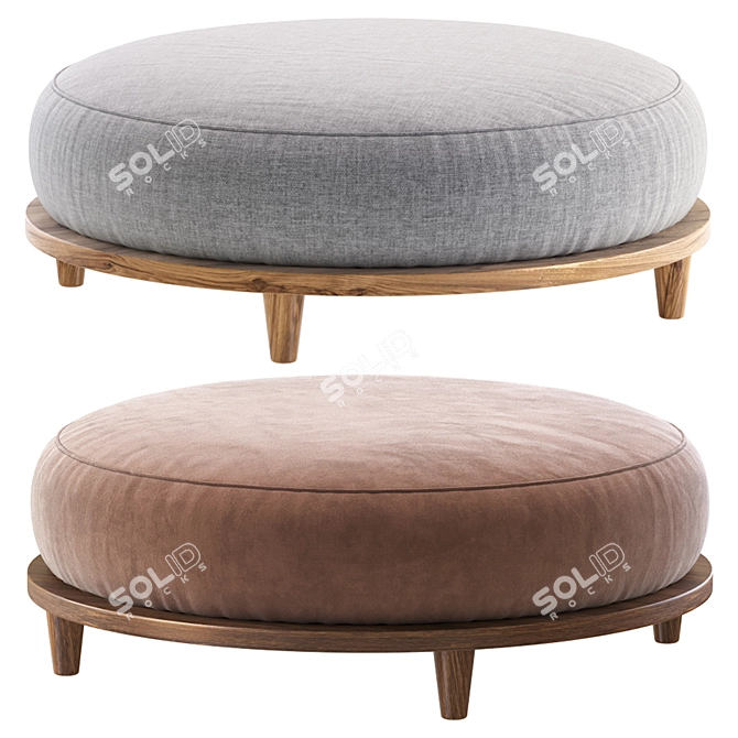 Milk White Scandi Pouffe 4 3D model image 4