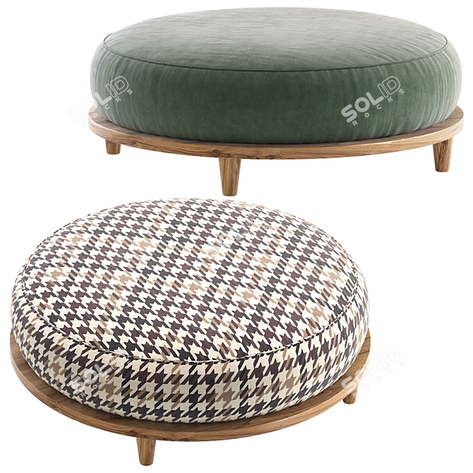 Milk White Scandi Pouffe 4 3D model image 5