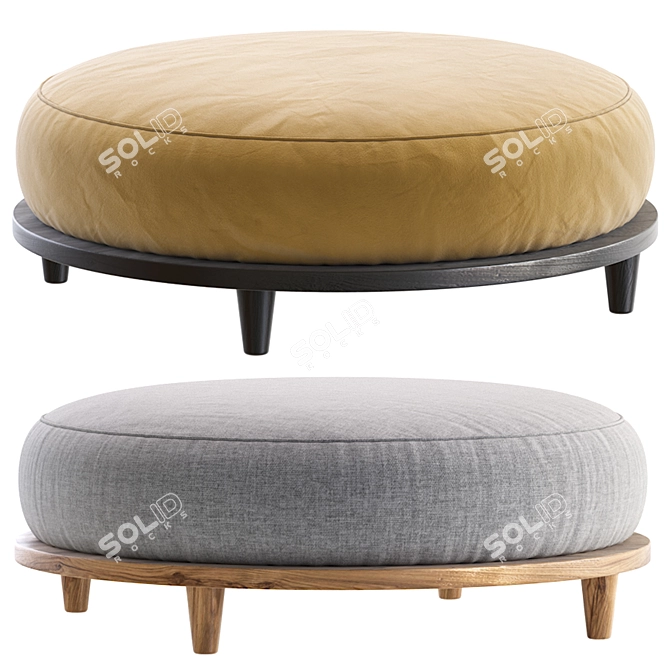 Milk White Scandi Pouffe 4 3D model image 6