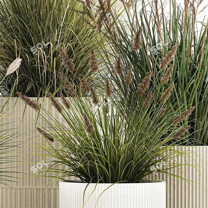 Decorative Grass and Bush Set 3D model image 4