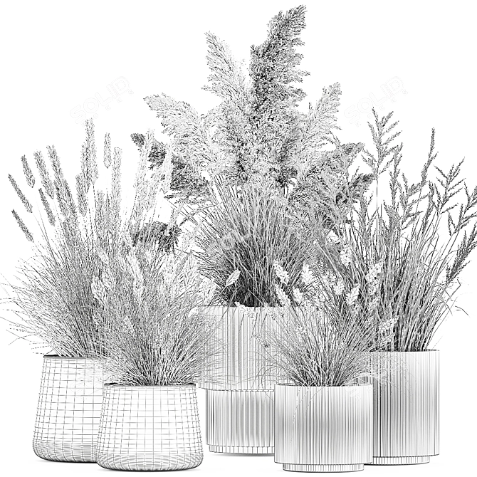 Decorative Grass and Bush Set 3D model image 6