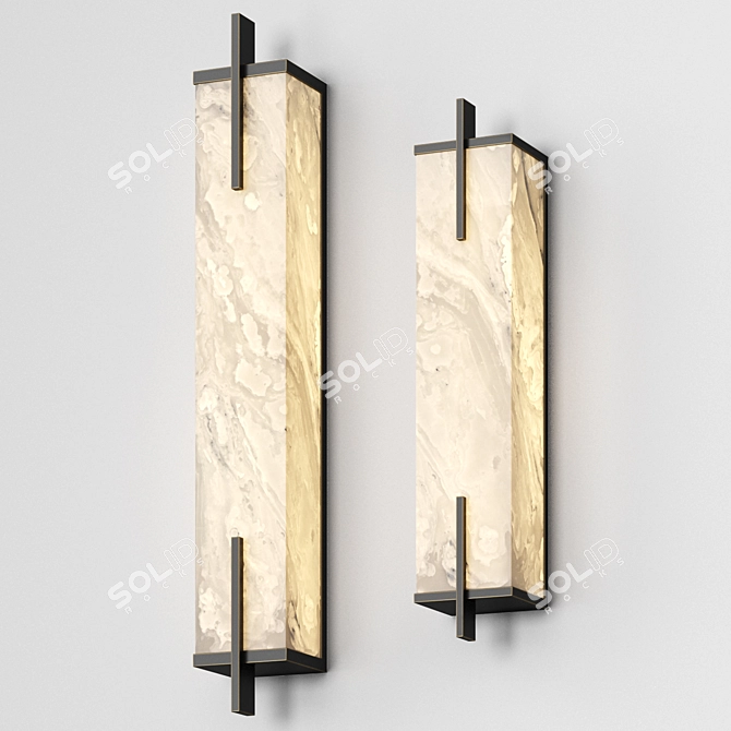 Alabaster Rectangle Wall Sconce Duo 3D model image 1