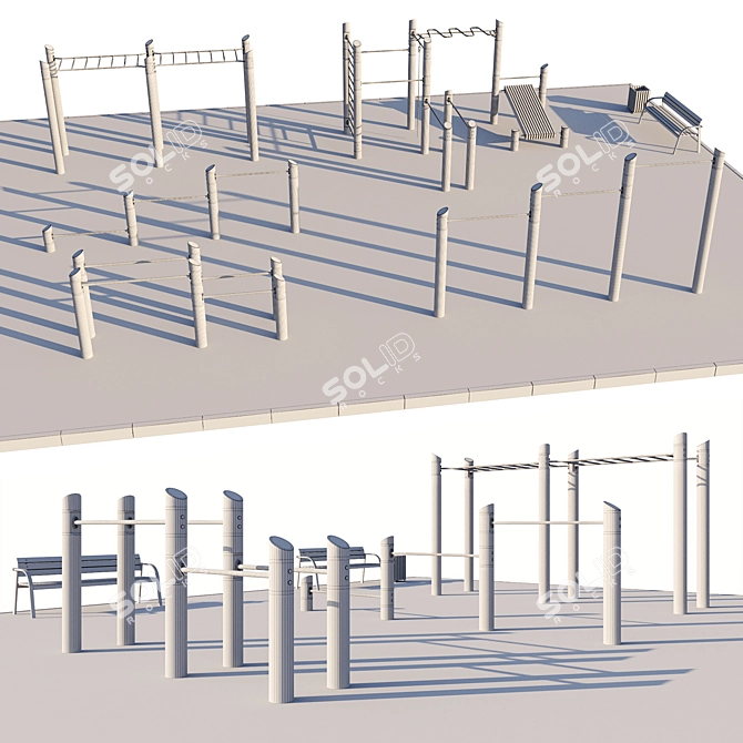 Eco Style Outdoor Gym Playground 3D model image 6