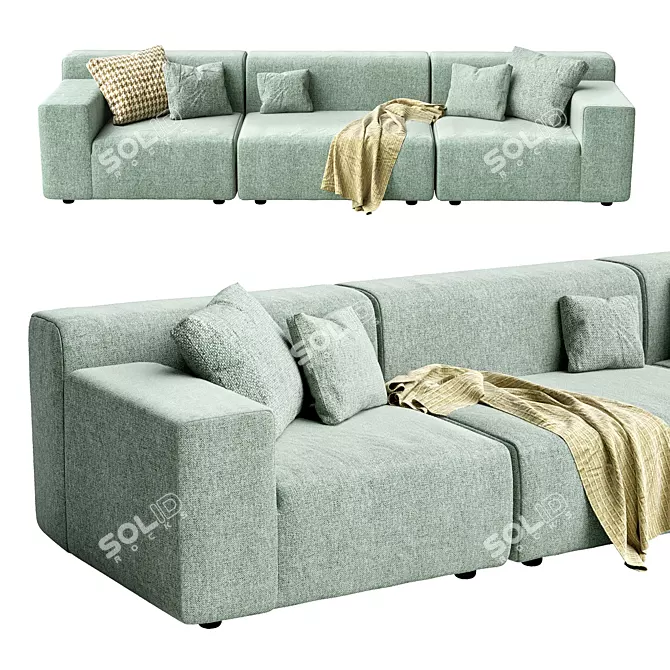  modern 3-seater outdoor sofa 3D model image 4