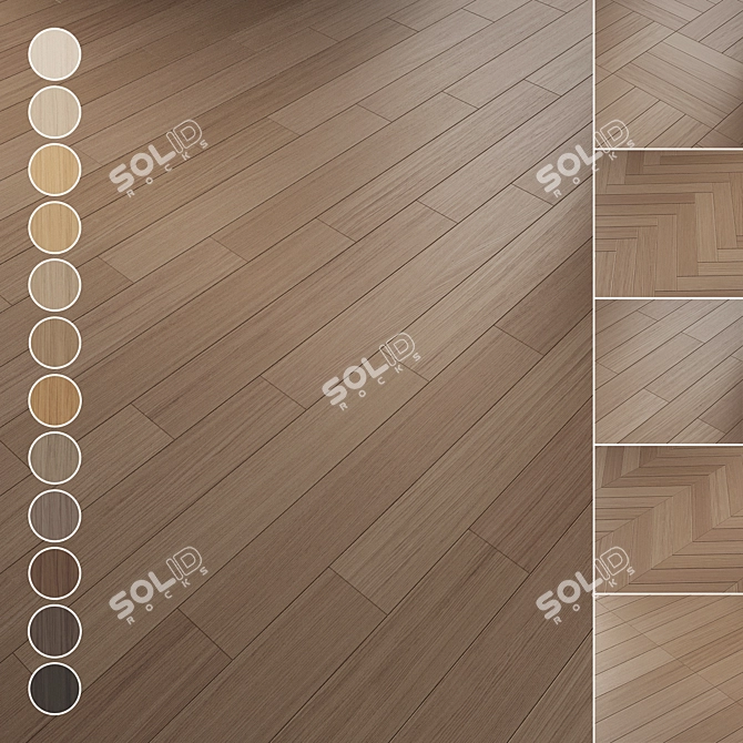 Oak Parquet Flooring Collection 3D model image 1