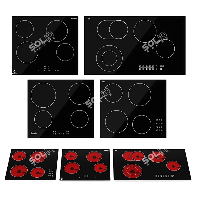 Sleek Baumatic Ceramic Cooktops Set 3D model image 1