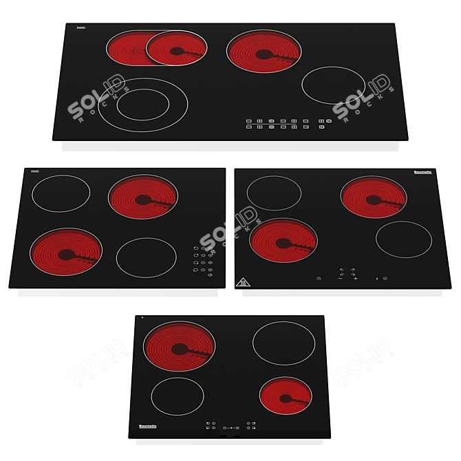 Sleek Baumatic Ceramic Cooktops Set 3D model image 2