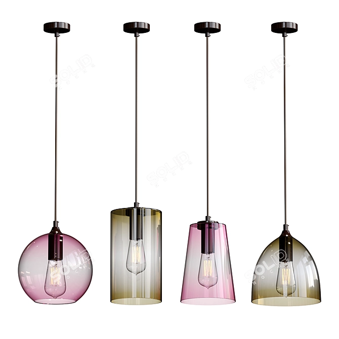 Modern Glass Gradient Pendant Light 3D model image 2