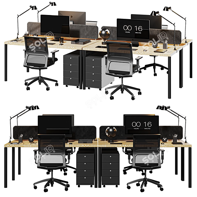 Optimized High Detail Office Set 3D model image 1