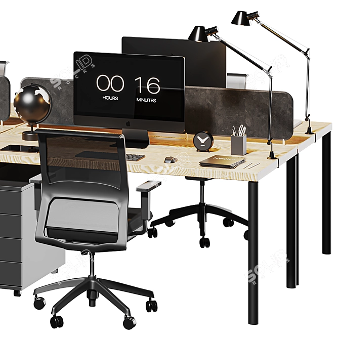 Optimized High Detail Office Set 3D model image 2