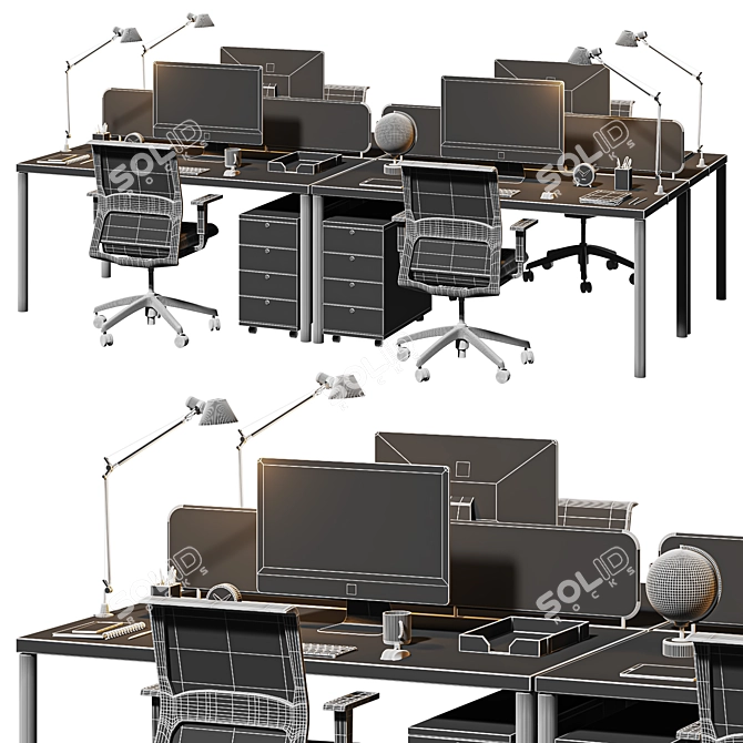 Optimized High Detail Office Set 3D model image 6