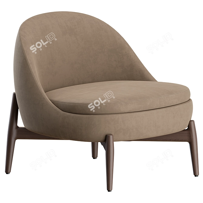 Elegant Sendai Wood Armchair by Minotti 3D model image 1