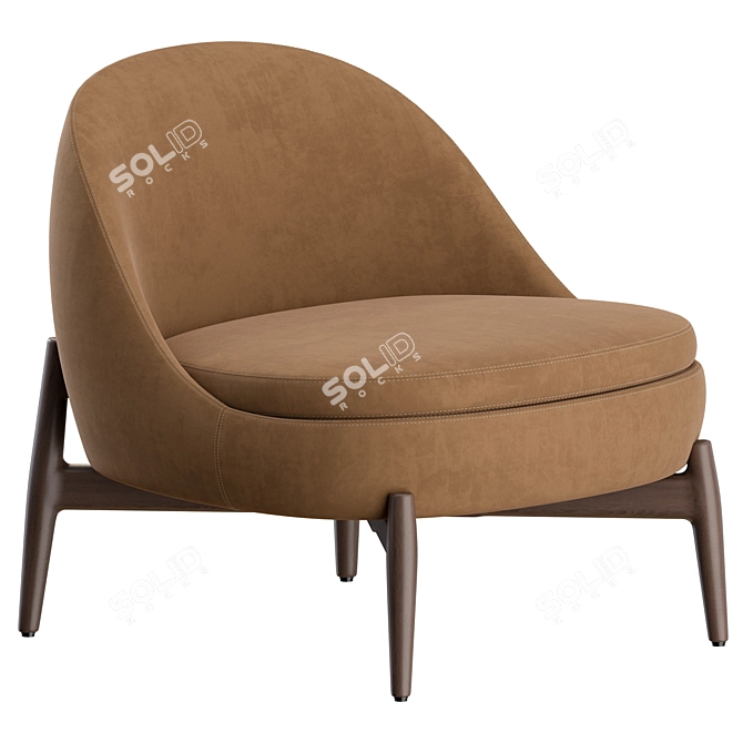 Elegant Sendai Wood Armchair by Minotti 3D model image 2