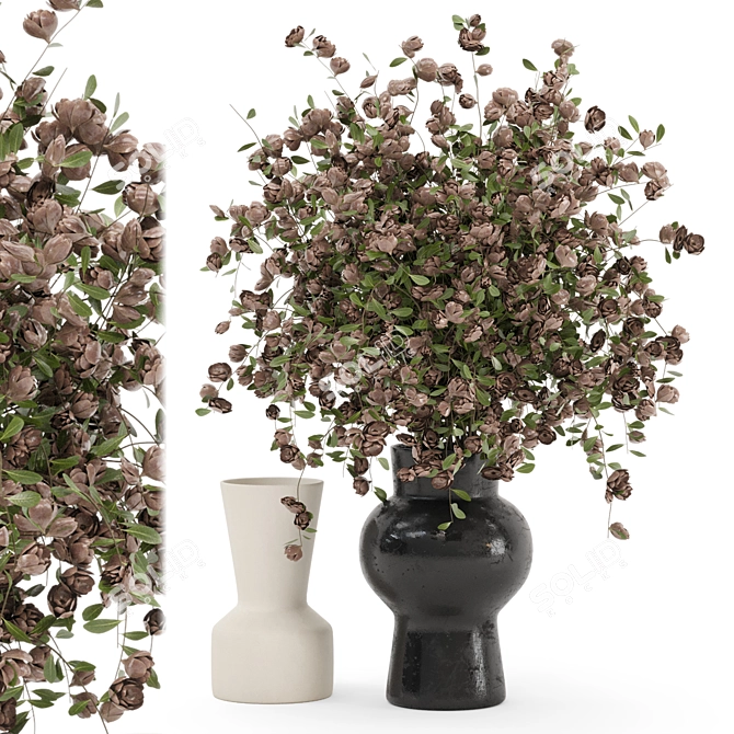 Concrete Pots Plant Bouquet Collection 3D model image 1