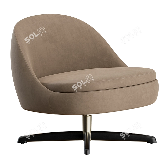 Modern Sendai Armchair: Metal Legs 3D model image 1