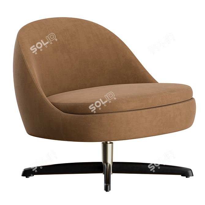 Modern Sendai Armchair: Metal Legs 3D model image 2