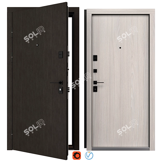 Rodos F-100 Metal Entry Door 3D model image 1