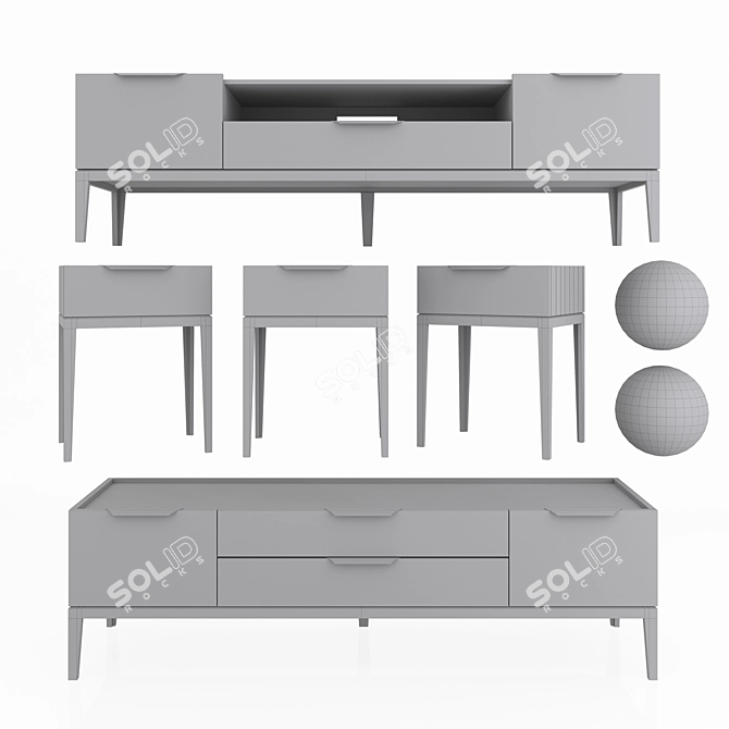 Sophisticated Metropolitan Bedroom Furniture Set 3D model image 3