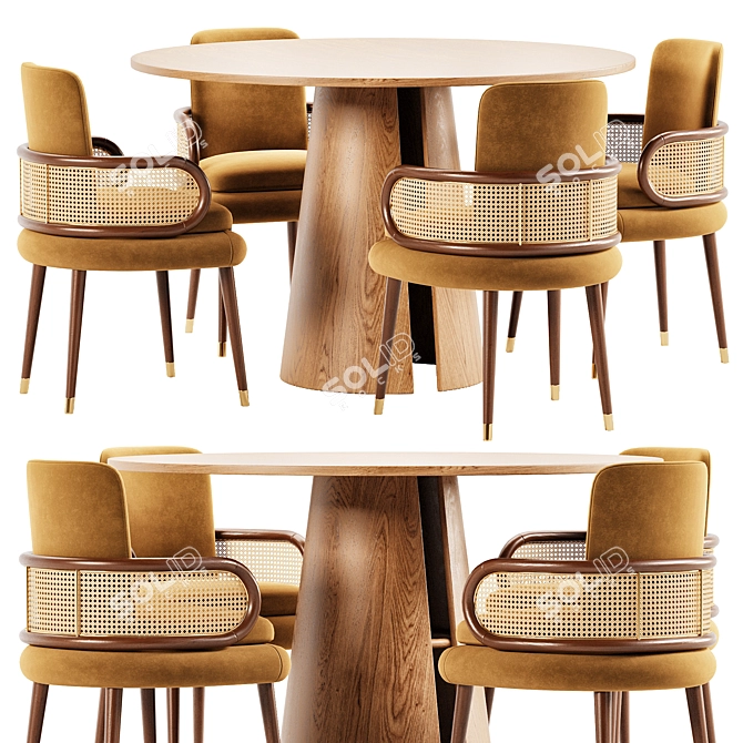 Modern Dining Set with Chairs 3D model image 1