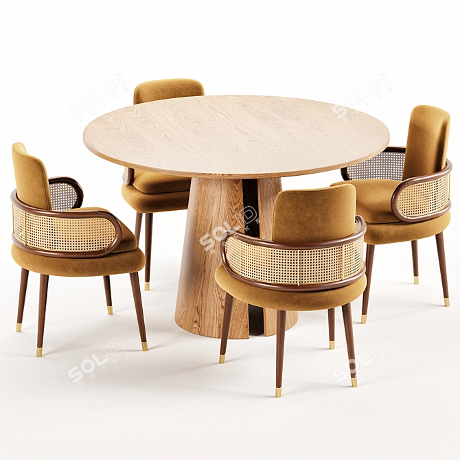 Modern Dining Set with Chairs 3D model image 2