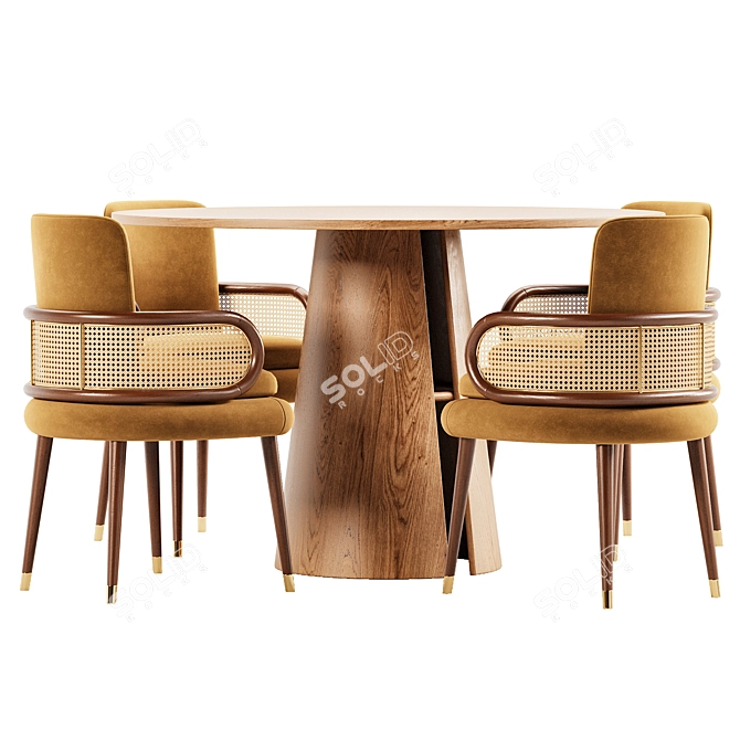 Modern Dining Set with Chairs 3D model image 3