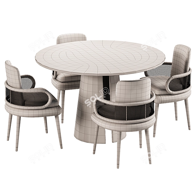 Modern Dining Set with Chairs 3D model image 4