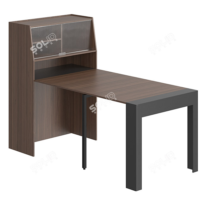 Sleek Extendable Dining Table with Storage 3D model image 1