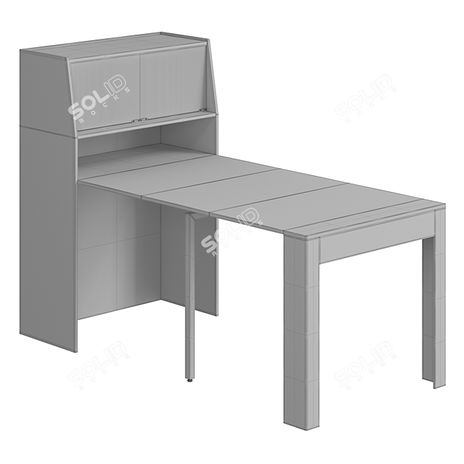 Sleek Extendable Dining Table with Storage 3D model image 2