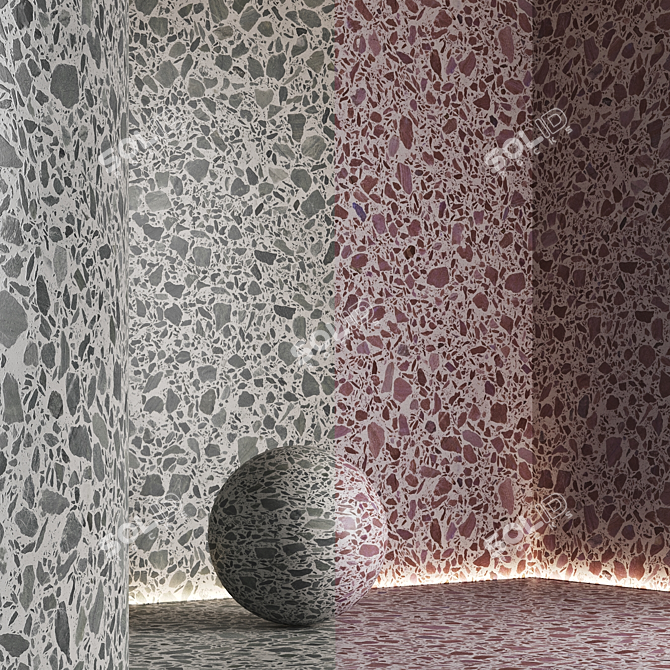 Luxury Seamless Terrazzo Marble Textures 3D model image 4