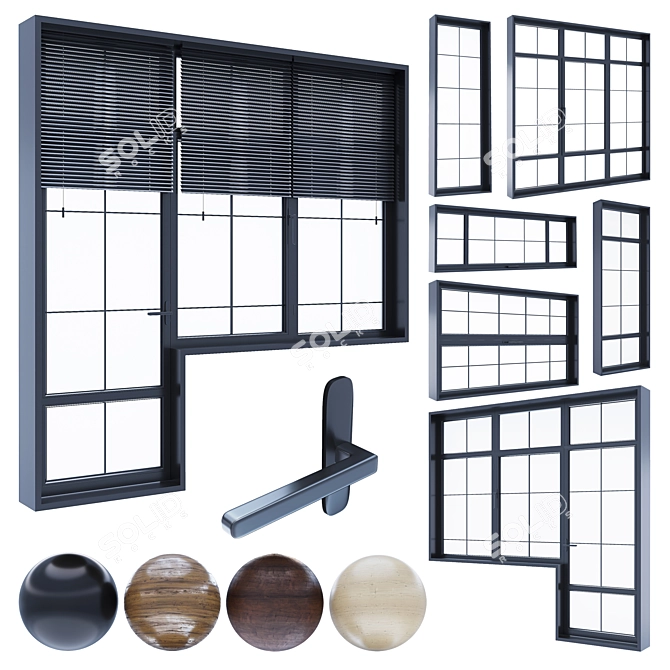 Modern Window with Blinds 3D model image 1