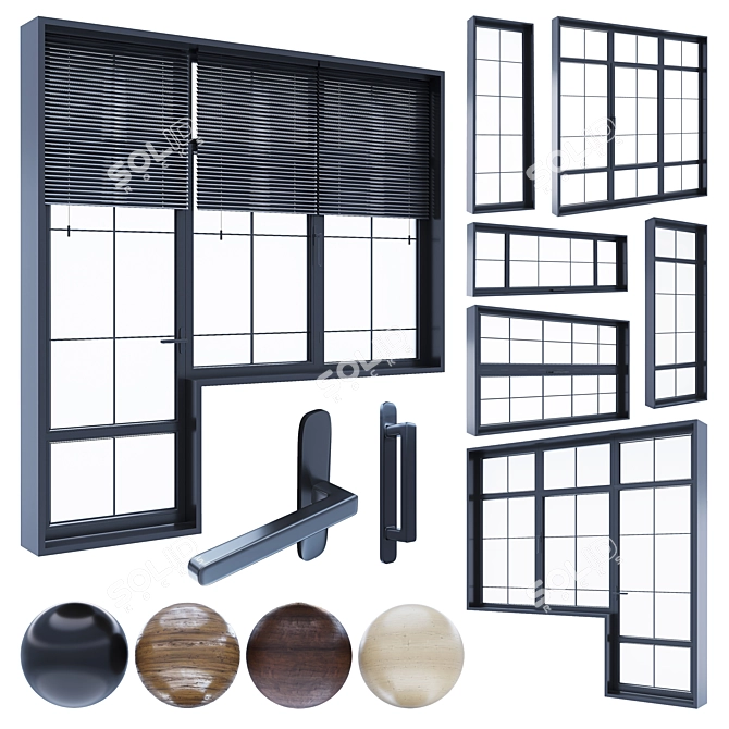 Modern Window with Blinds 3D model image 2