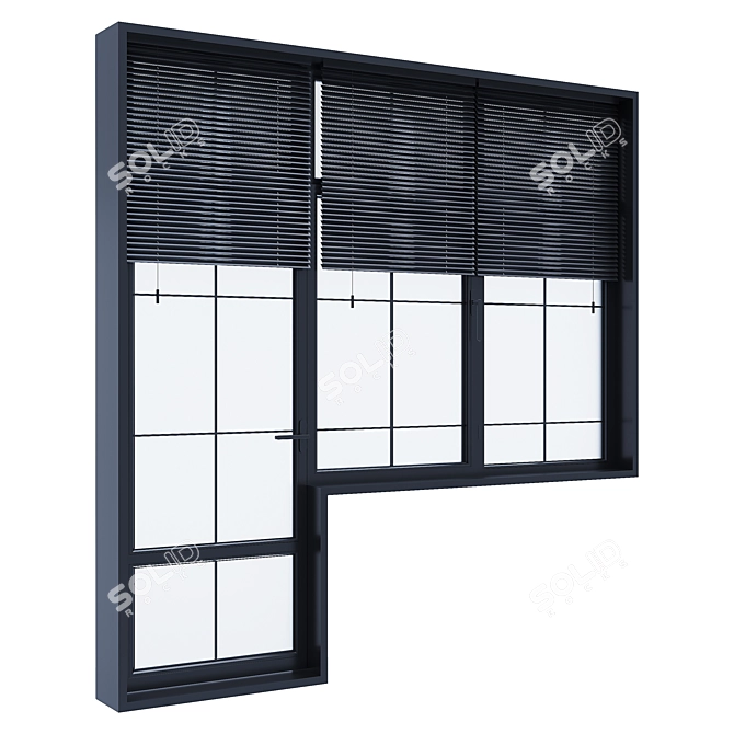 Modern Window with Blinds 3D model image 4