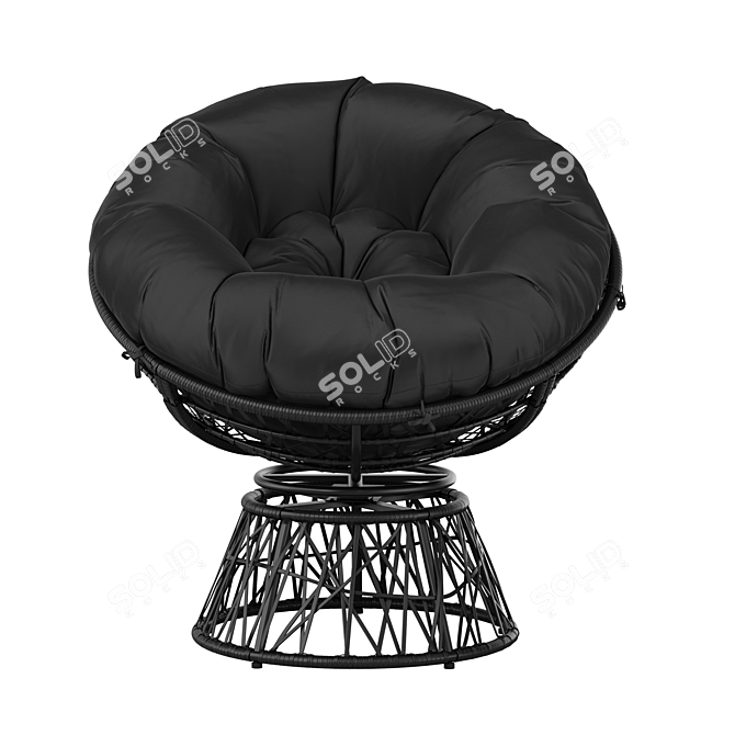 Black Spinning Patio Chair 3D model image 2