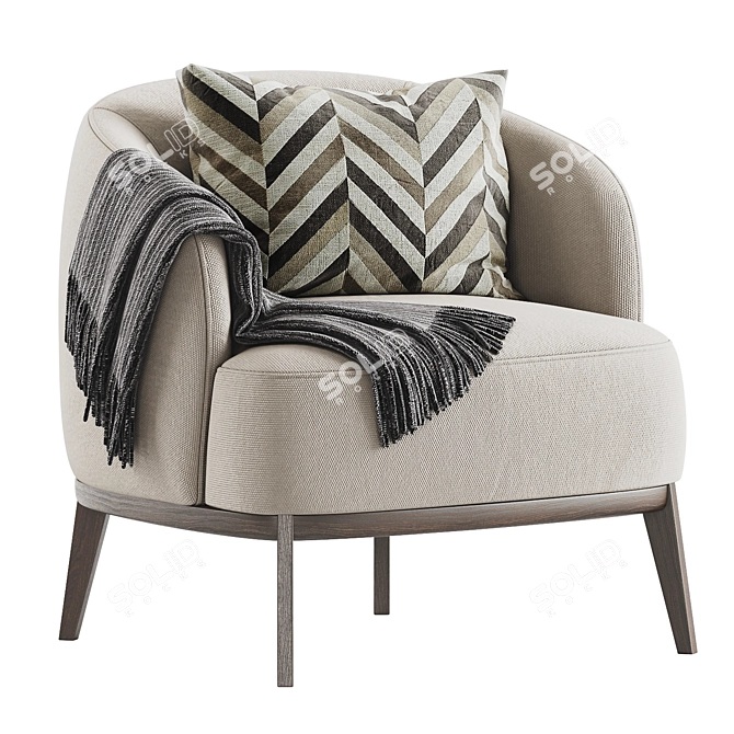 Elegant Megan Armchair with Pillow 3D model image 1
