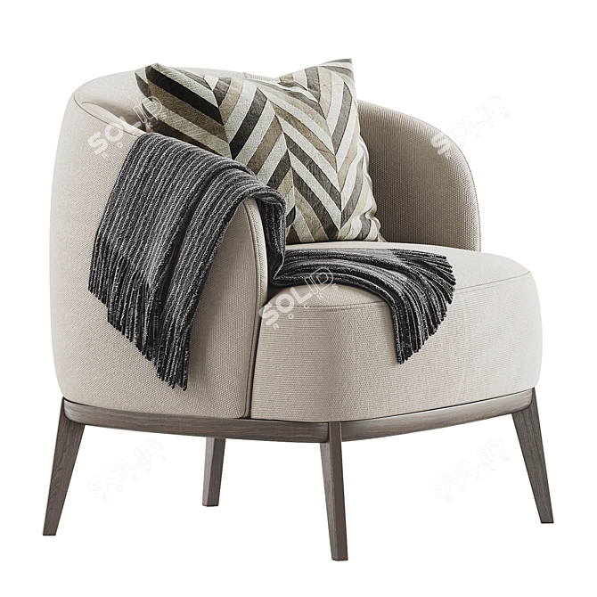 Elegant Megan Armchair with Pillow 3D model image 2