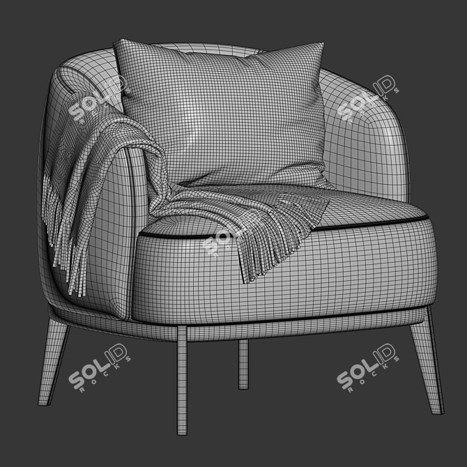 Elegant Megan Armchair with Pillow 3D model image 4