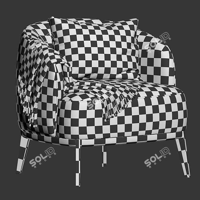 Elegant Megan Armchair with Pillow 3D model image 5